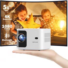 Dbpower H-eb-89 Mini Projector 300 Ansi 1080p 5g Wifi Bluetooth Video Home Theater 4k Support