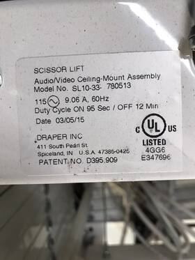 Draper Sl10-33 Audio/video Ceiling-mount Assembly Sl10-33- 780513. Used