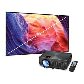 Memorex Mpj300vp Mini Projector With Bluetooth And 120 Inch Projection Screen Black