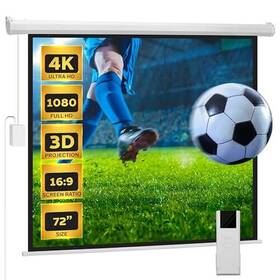 Pyle Prjelmt76 72 Inch Motorized Projector Screen - Wall/ceiling Mount/remote/home Theater