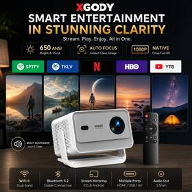 Xgody A6pro 4k Smart Projector Android Led 5g Wifi Bluetooth 25000lms Office Home Theater