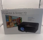 Memorex All-in-one Projector & Screen Kit MPJ302VP Bluetooth, New Box. Price: $49.95.
